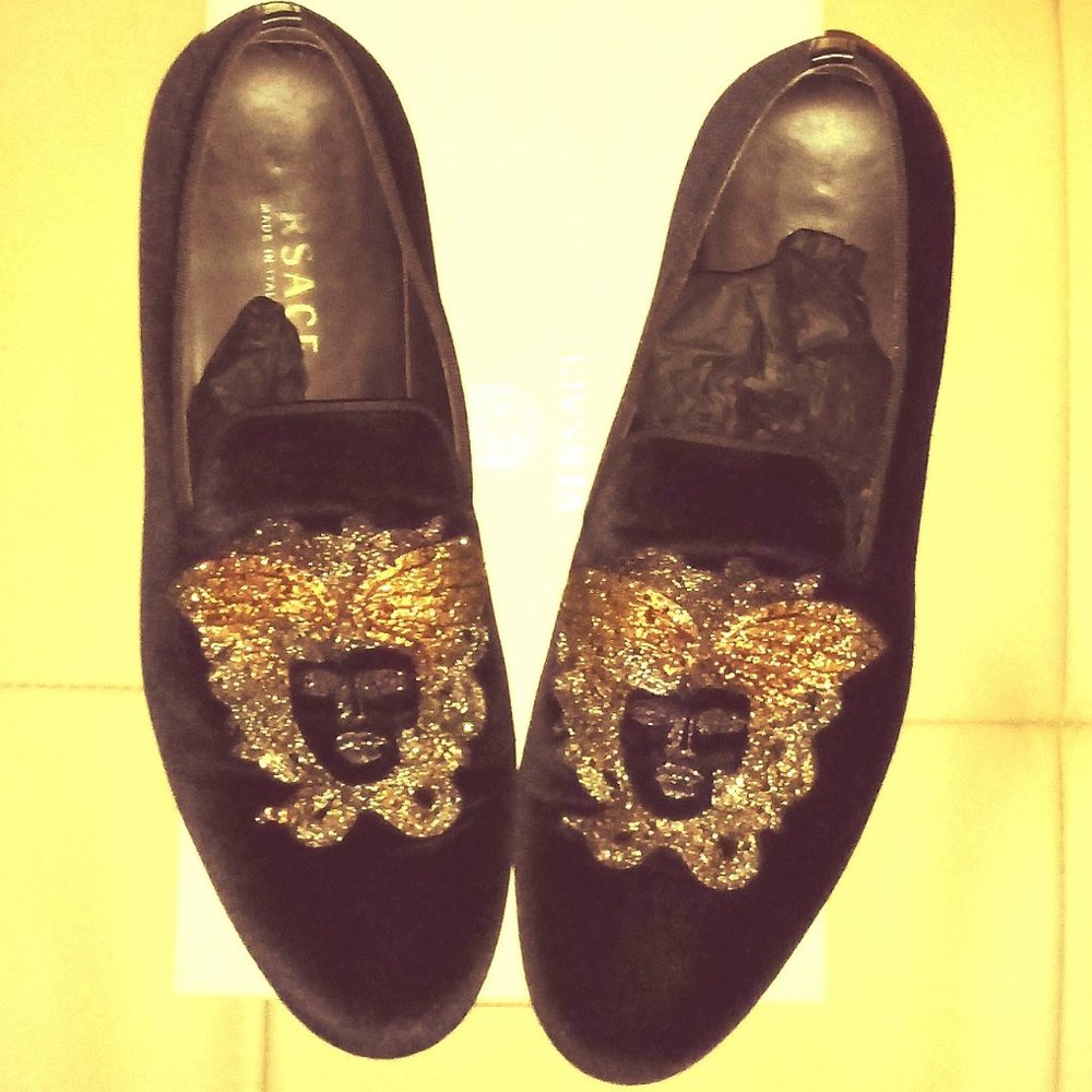 Versace Collection Velvet Evening Slippers